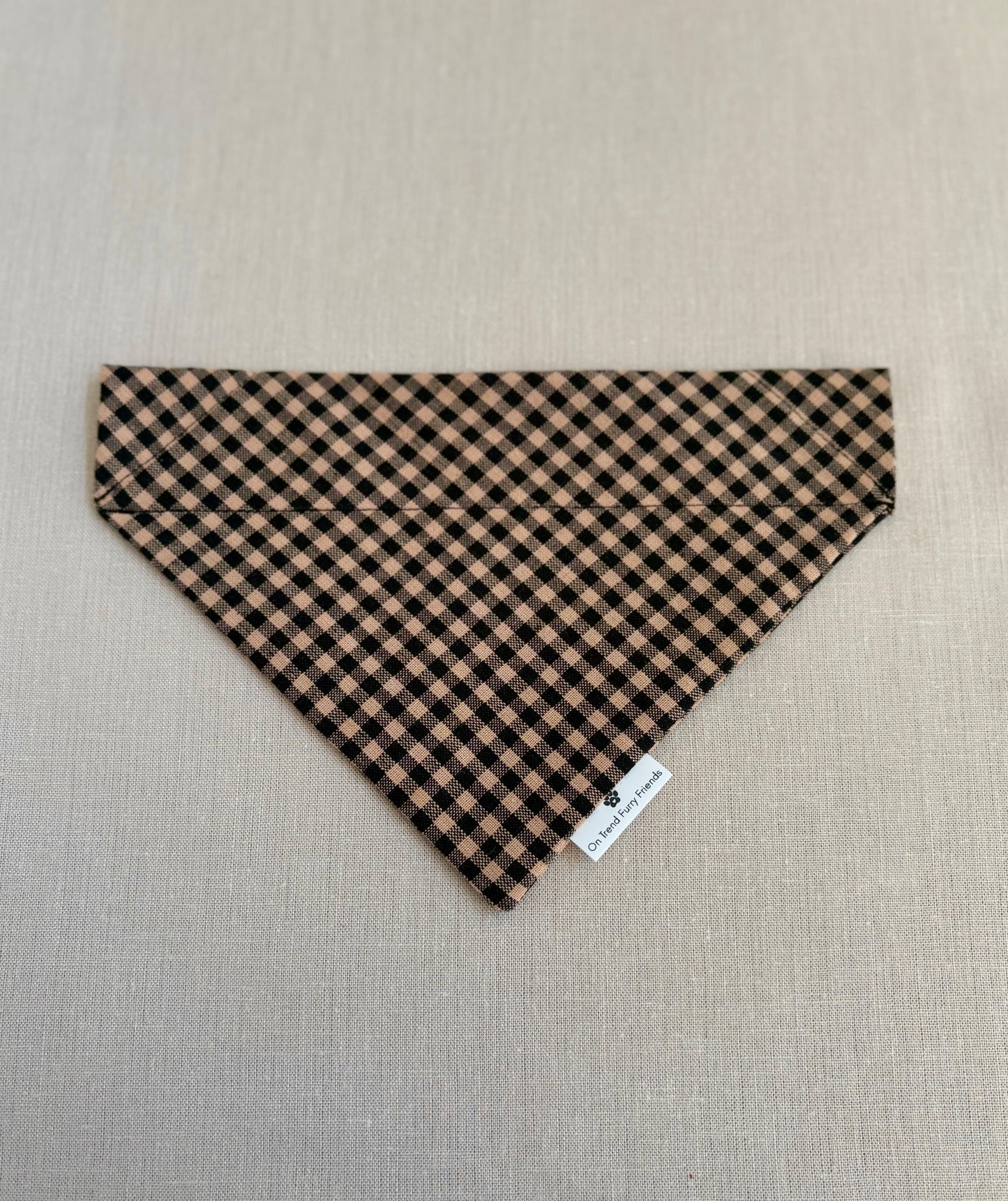 Black and Tan Gingham Pet Scarf and Bows