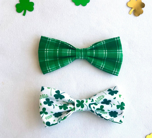 St. Patrick's Day Pet Bow Ties,Shamrocks,Clovers, Pet Bow Tie,Green Plaid, Dog Bow Tie, Cat Bow Tie, Green, Gift for Pets, Luck o' the Irish