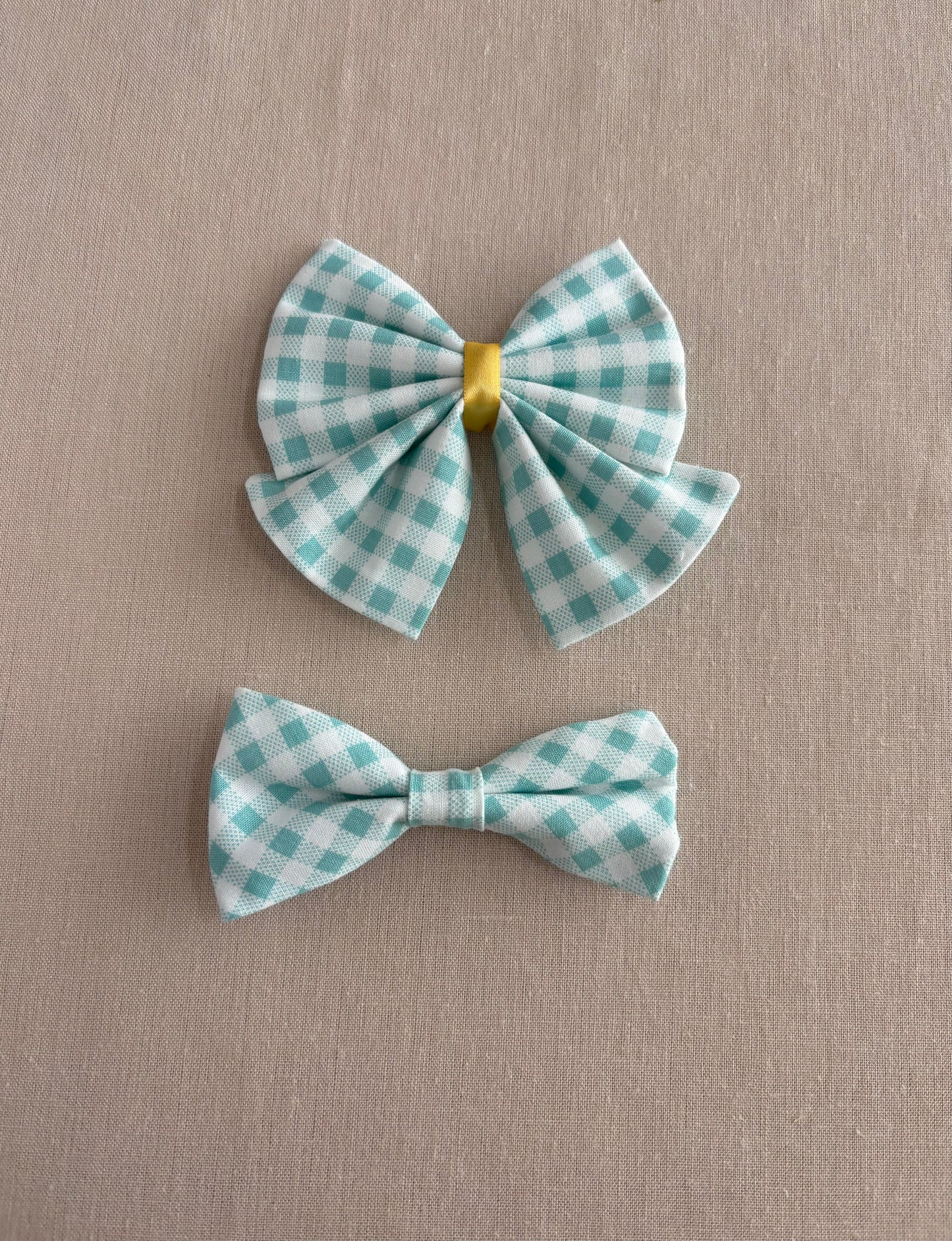 Aqua Gingham Bows in 2 Varieties