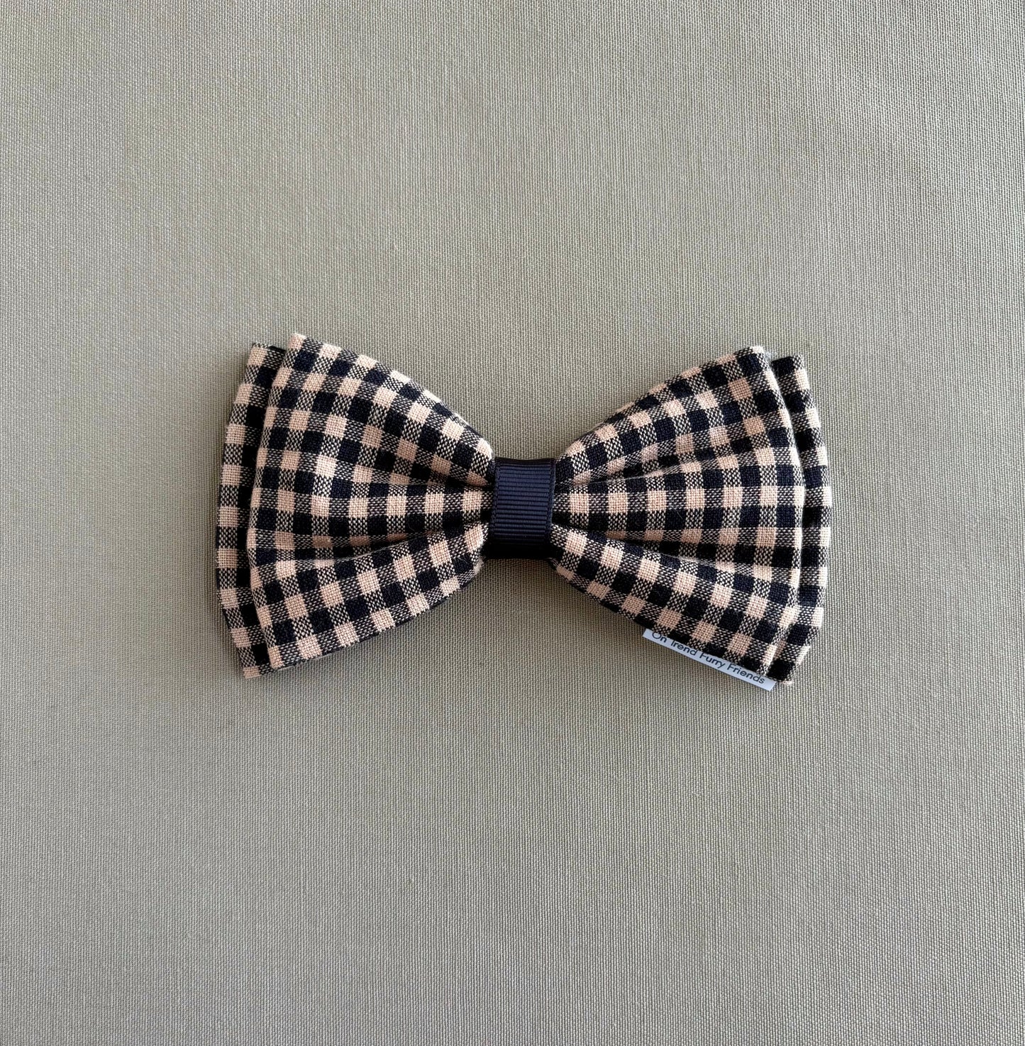 Black and Tan Gingham Pet Scarf and Bows