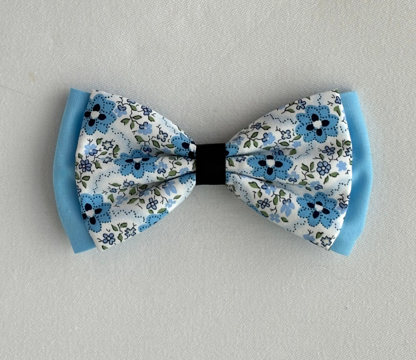 Blue and Black Blossoms - Double Bow - New for Summer!