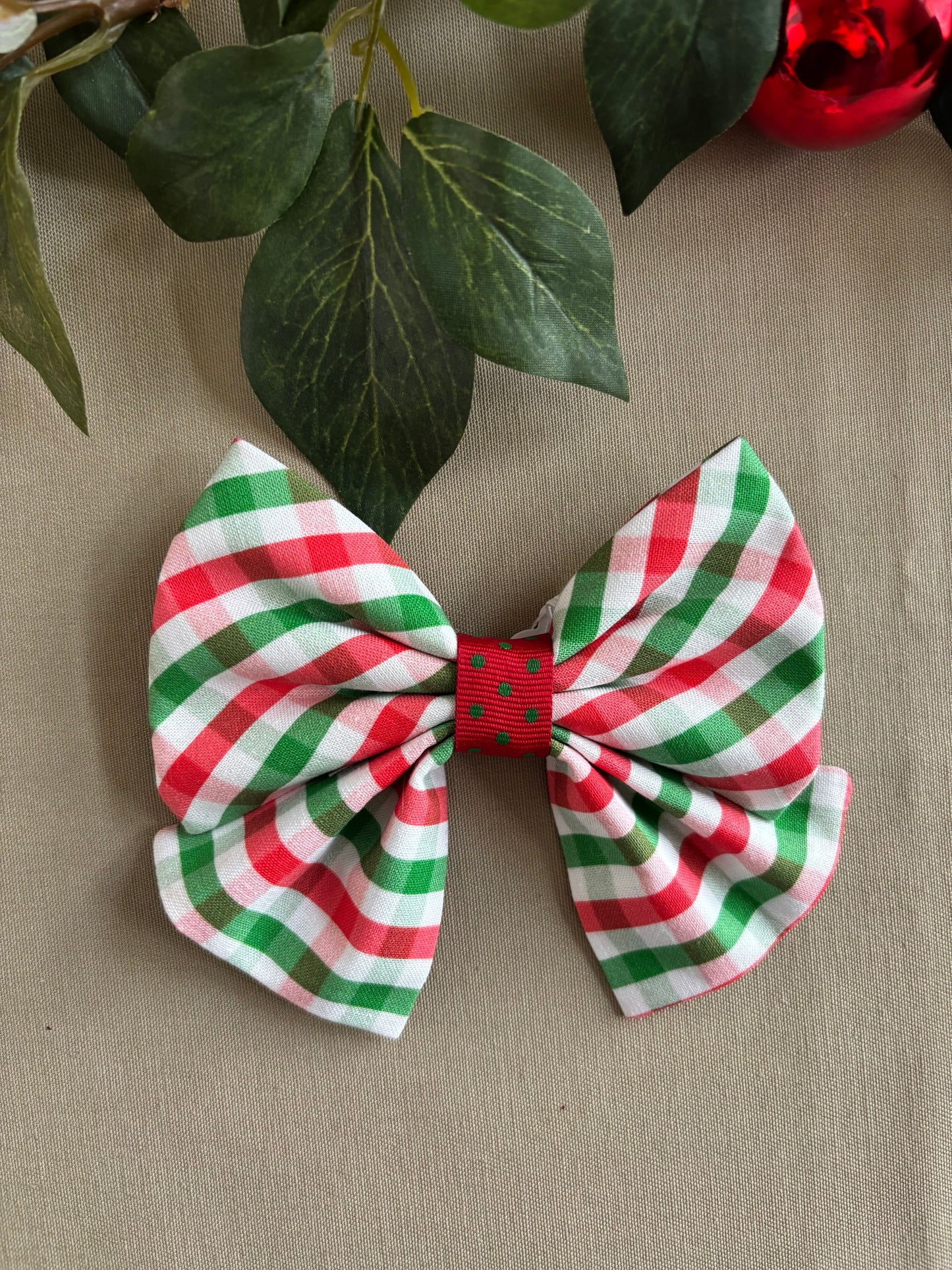 Red and Green Christmas Plaid Scarves and Bows