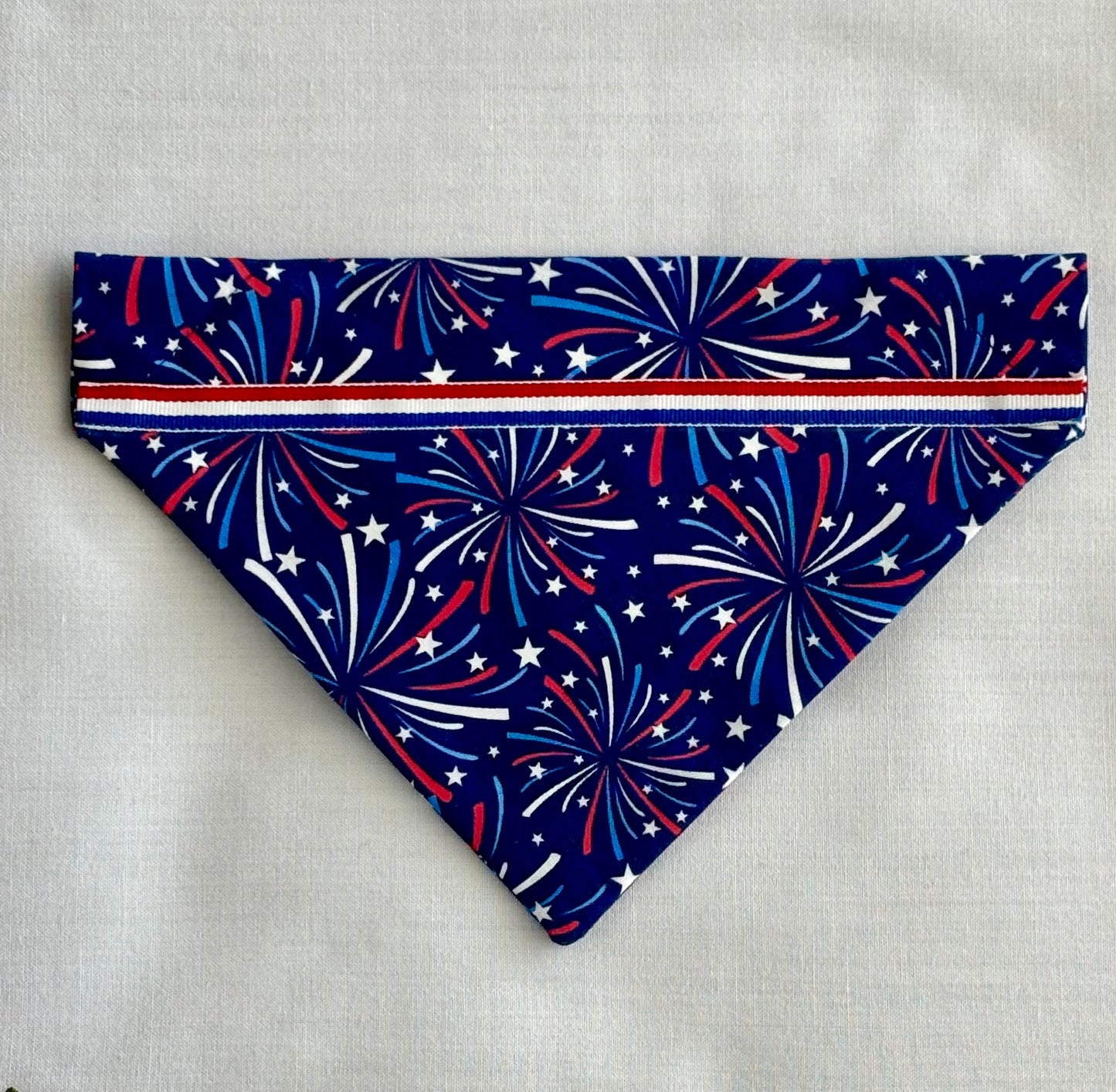 Fireworks Pet Scarves with Ribbon Detail for all your Patriotic Events!