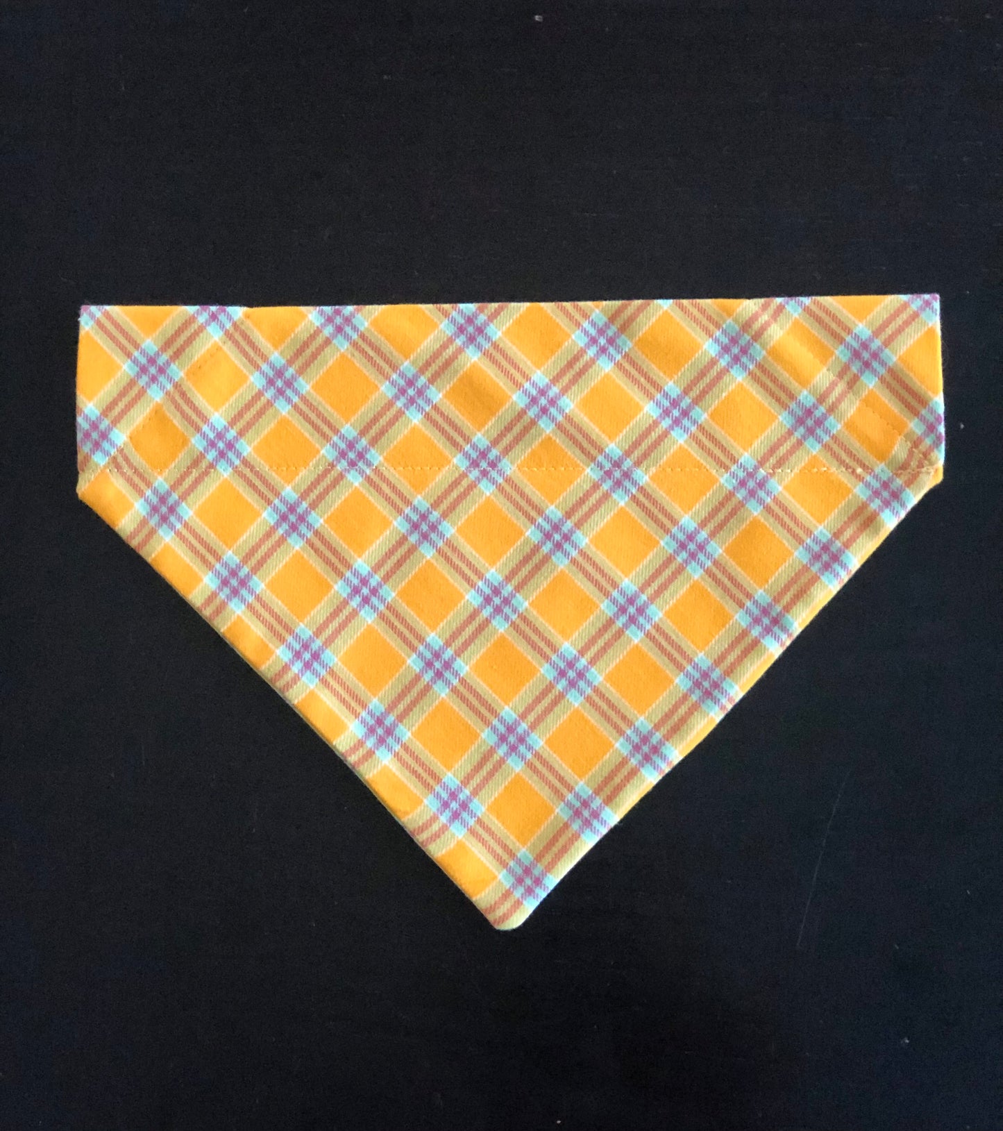 Gold and Aqua Plaid Pet Scarf