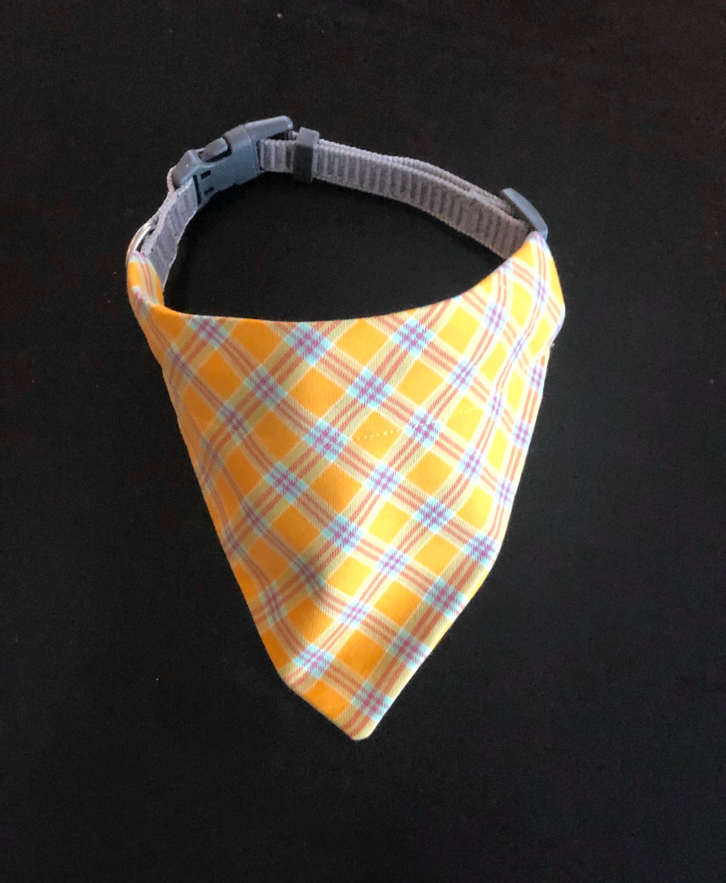 Gold and Aqua Plaid Pet Scarf