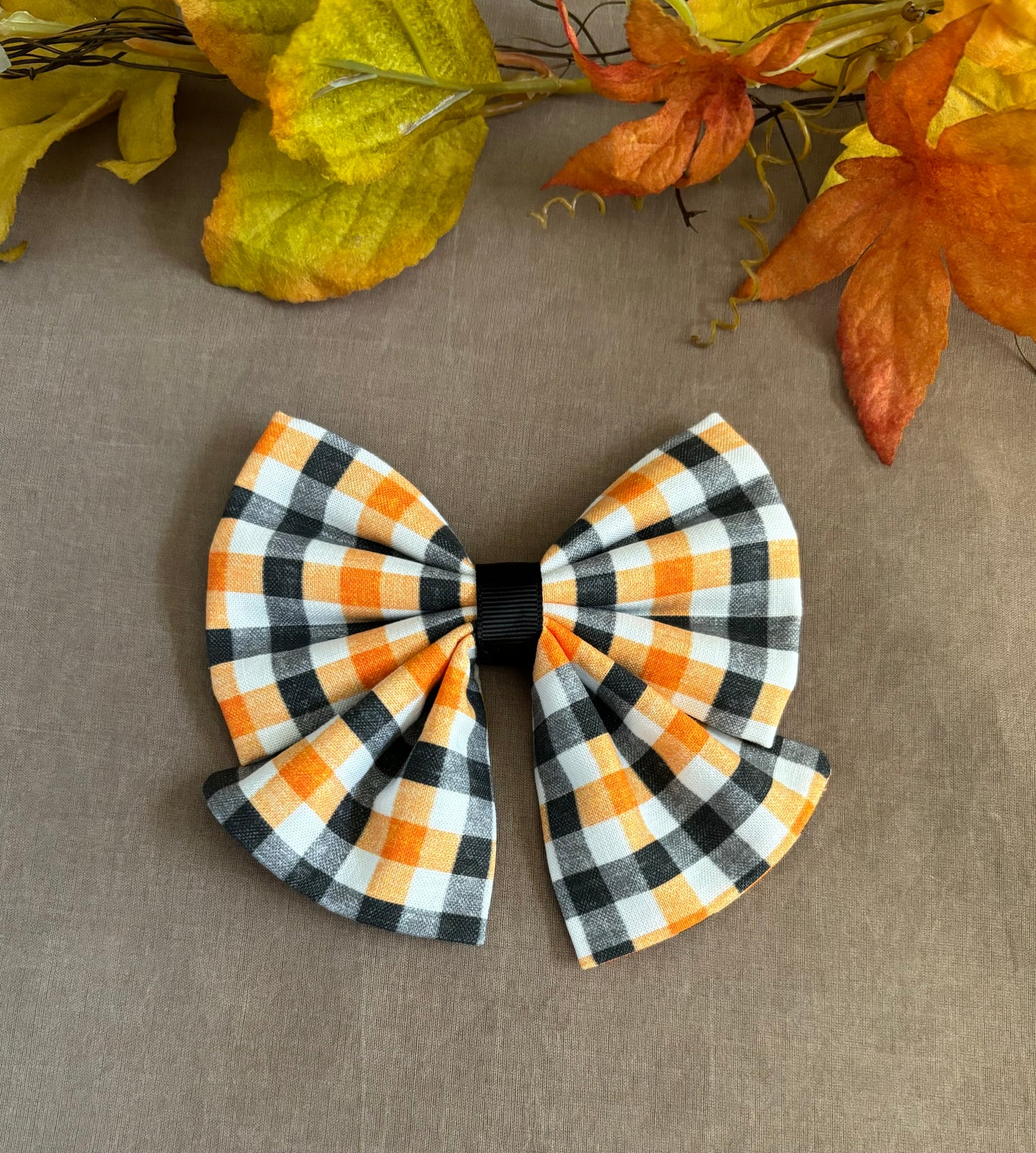 Halloween Plaid Pet Scarf and Bows