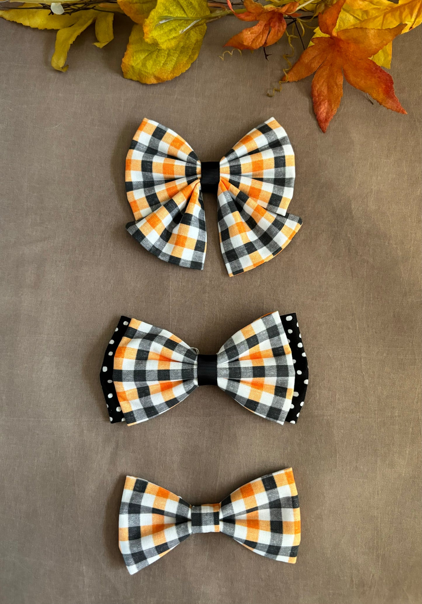 Halloween Plaid Pet Scarf and Bows