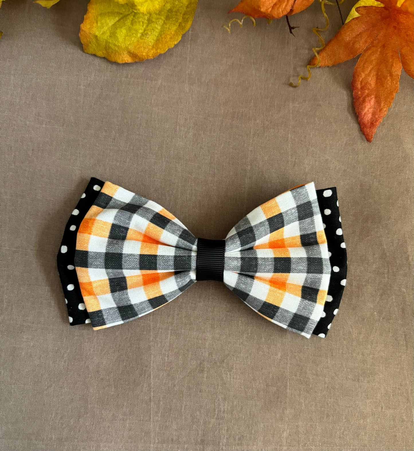 Halloween Plaid Pet Scarf and Bows