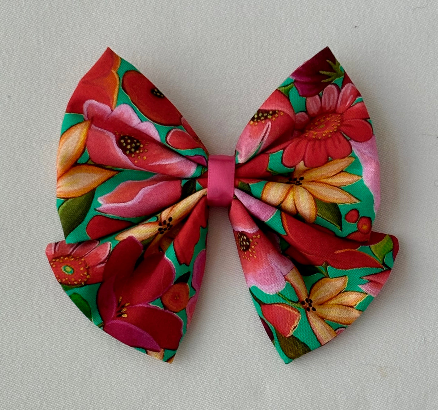 Bright Hawaiian Flowers - Bow with Tails - New for Summer!