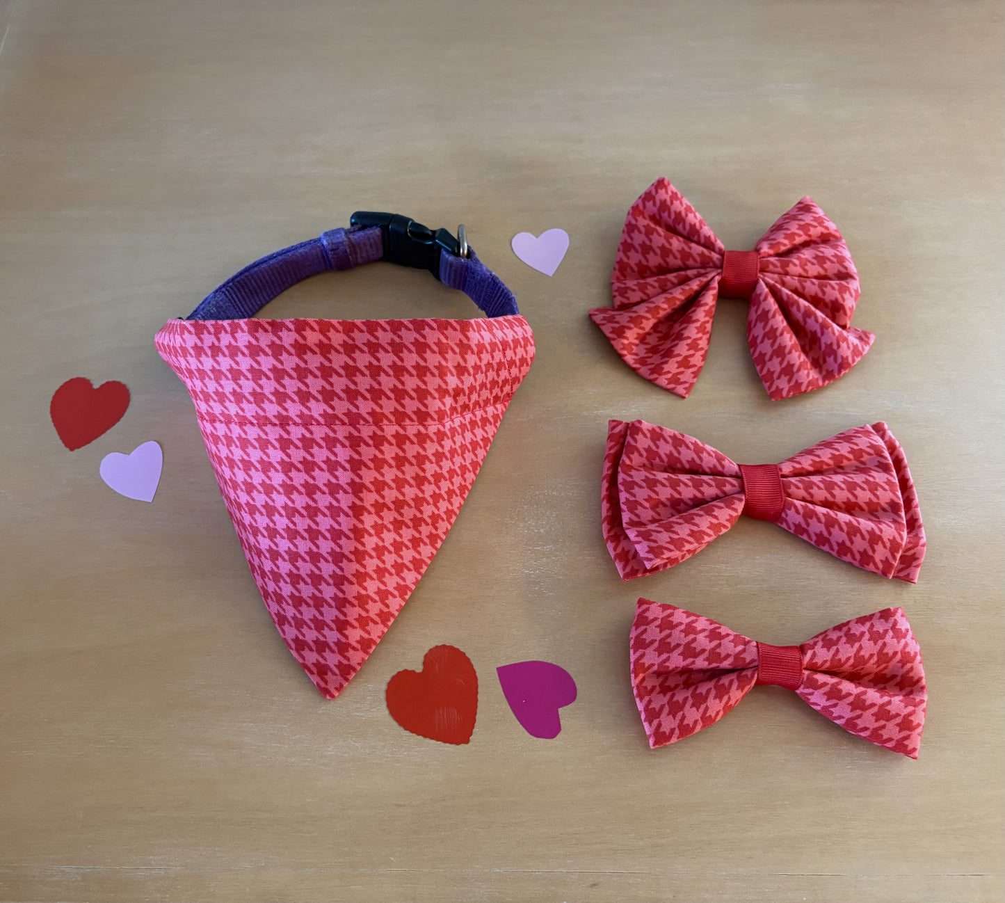 Red Houndstooth Pet Scarf and Bows
