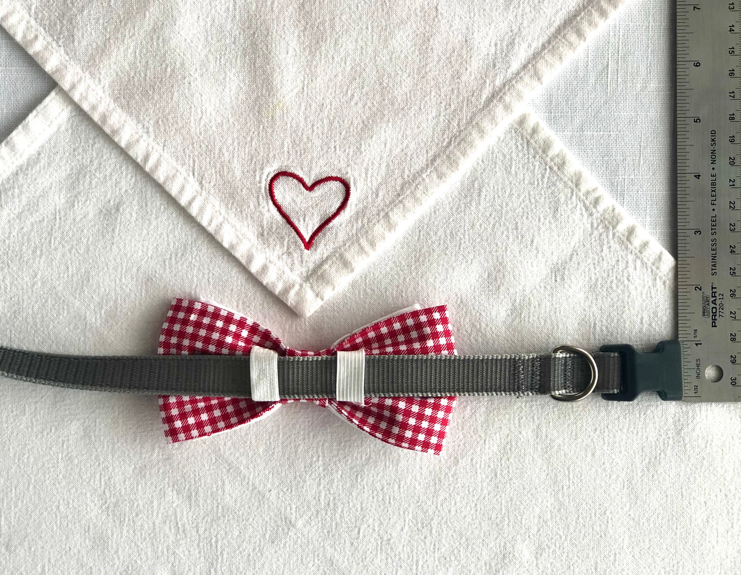 Red and White Polka Dot Pet Double Bow