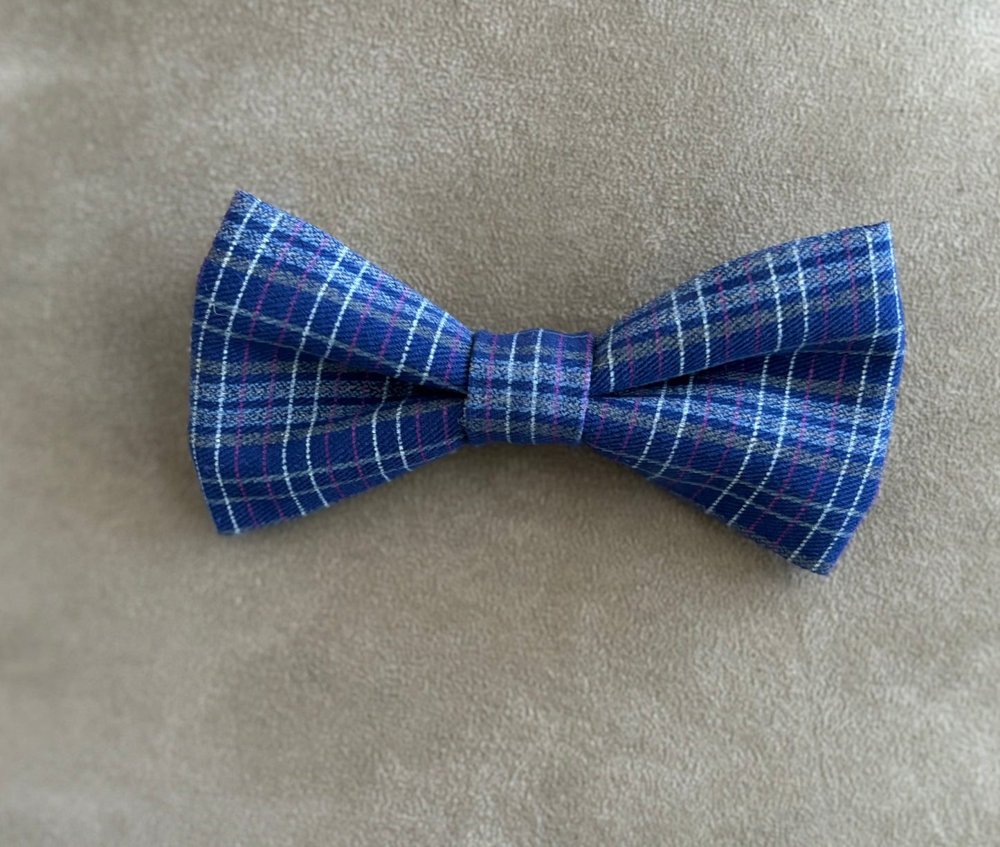 Navy Plaid Pet Scarf and Bows