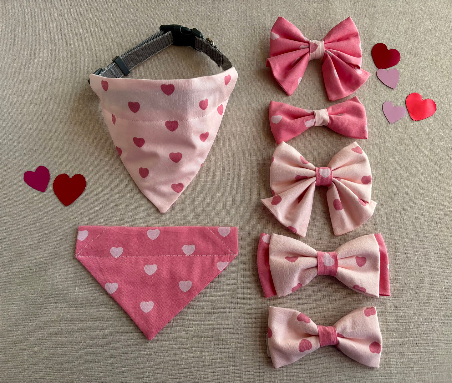 Pink Heart Scarves and Bows in 2 Color Choices