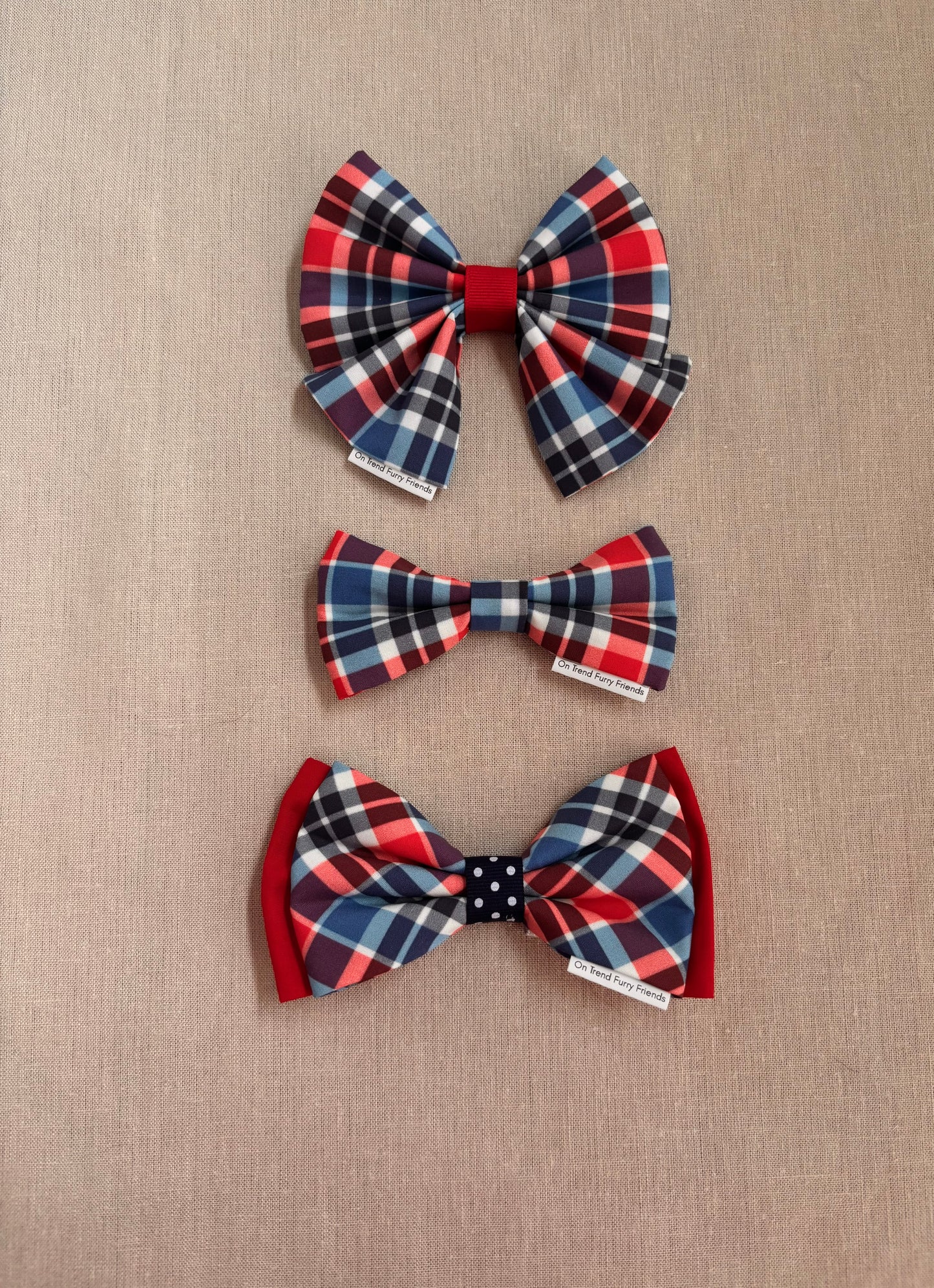 Red, White & Blue Plaid in Scarves and Bows