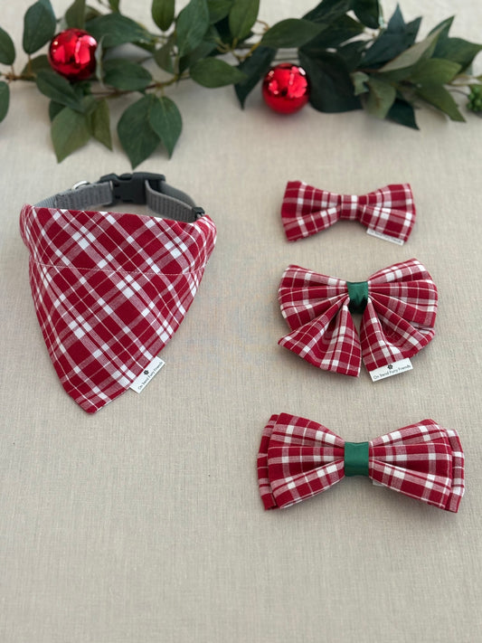 Festive Red and White Plaid in Scarves and Bows