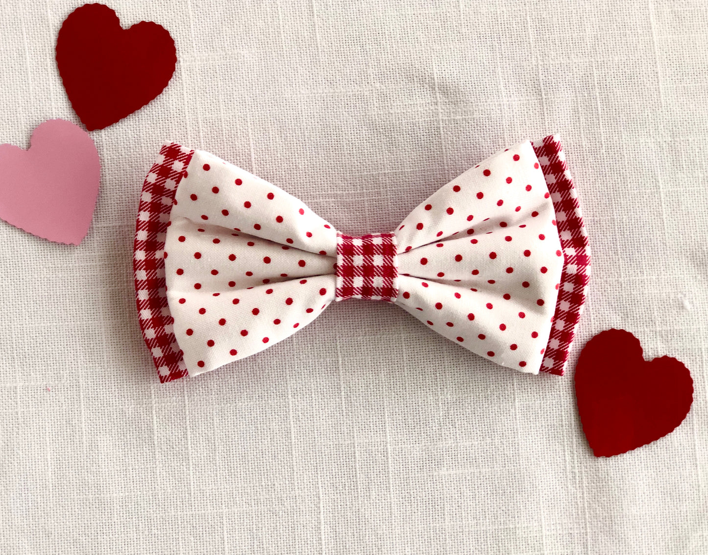 Red and White Polka Dot Pet Double Bow