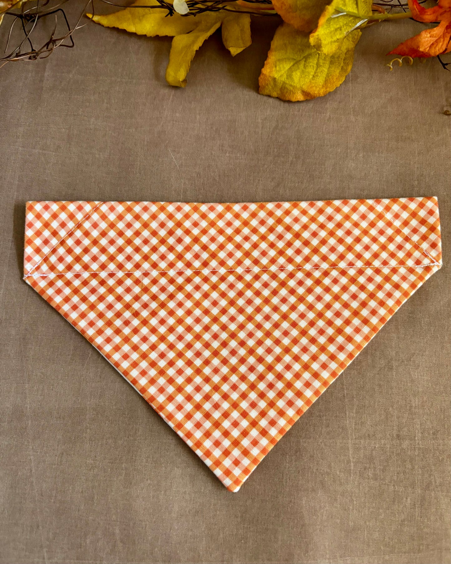 Reversible Pumpkins and Gingham Pet Scarf