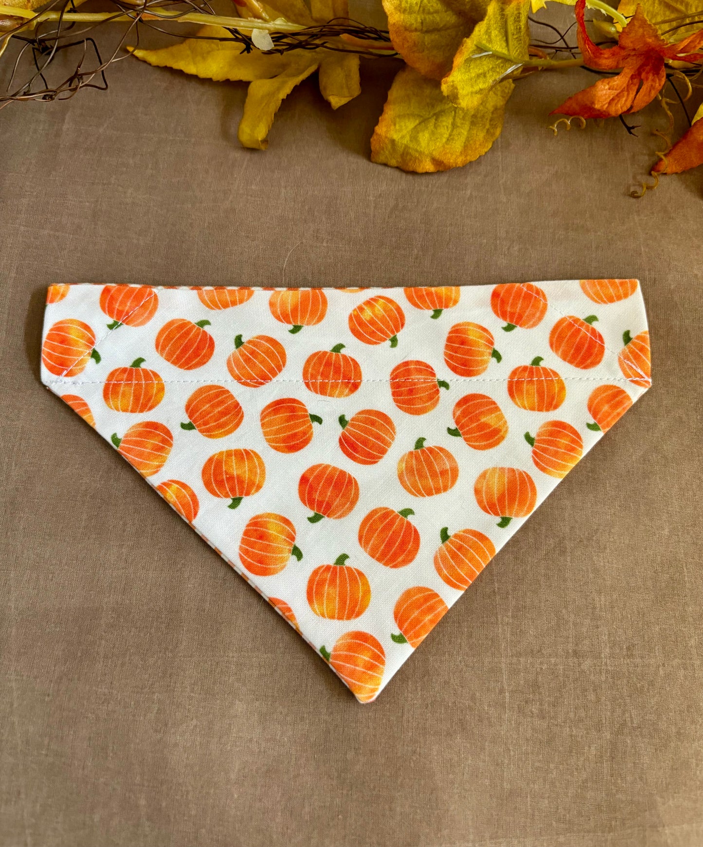 Reversible Pumpkins and Gingham Pet Scarf