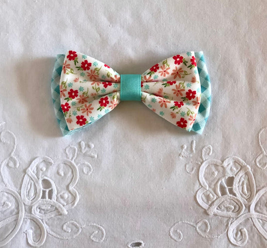 Cherries, Poppies and Plaid Pet Bows, Pet Scarves,  Pet Bow Tie, Pink, Over the Collar, Pet Bow, Pet Bandana, Dog Bandana, Fruit, Flowers,