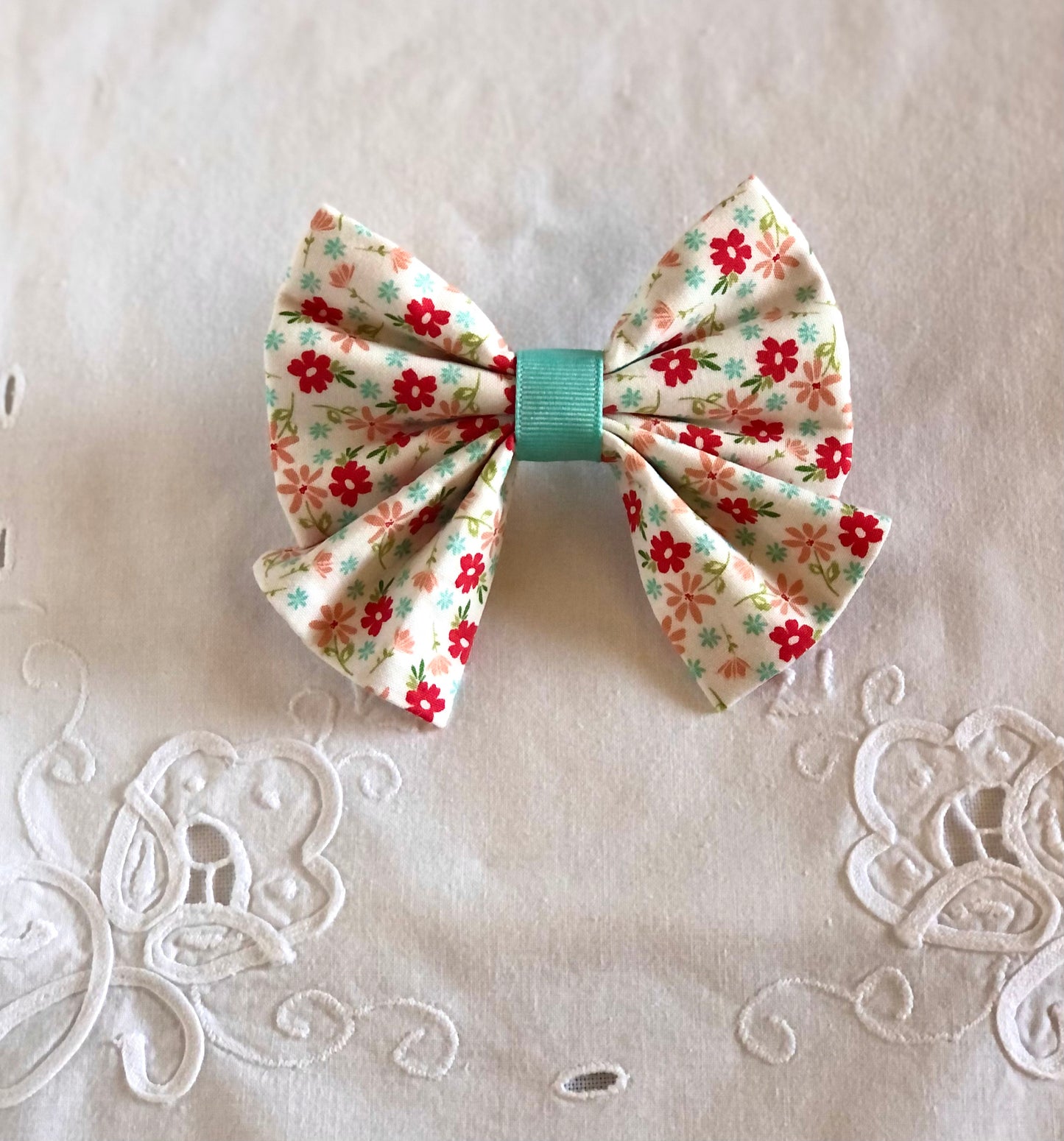 Cherries, Poppies and Plaid Pet Bows, Pet Scarves,  Pet Bow Tie, Pink, Over the Collar, Pet Bow, Pet Bandana, Dog Bandana, Fruit, Flowers,