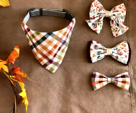 Fall Plaid and Fall Foliage in Scarves and Bows