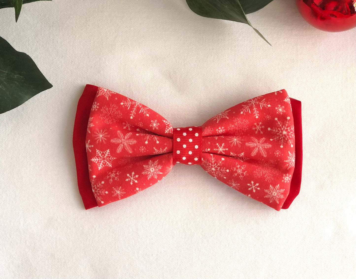 Snowflakes on Red in Scarves and Bows
