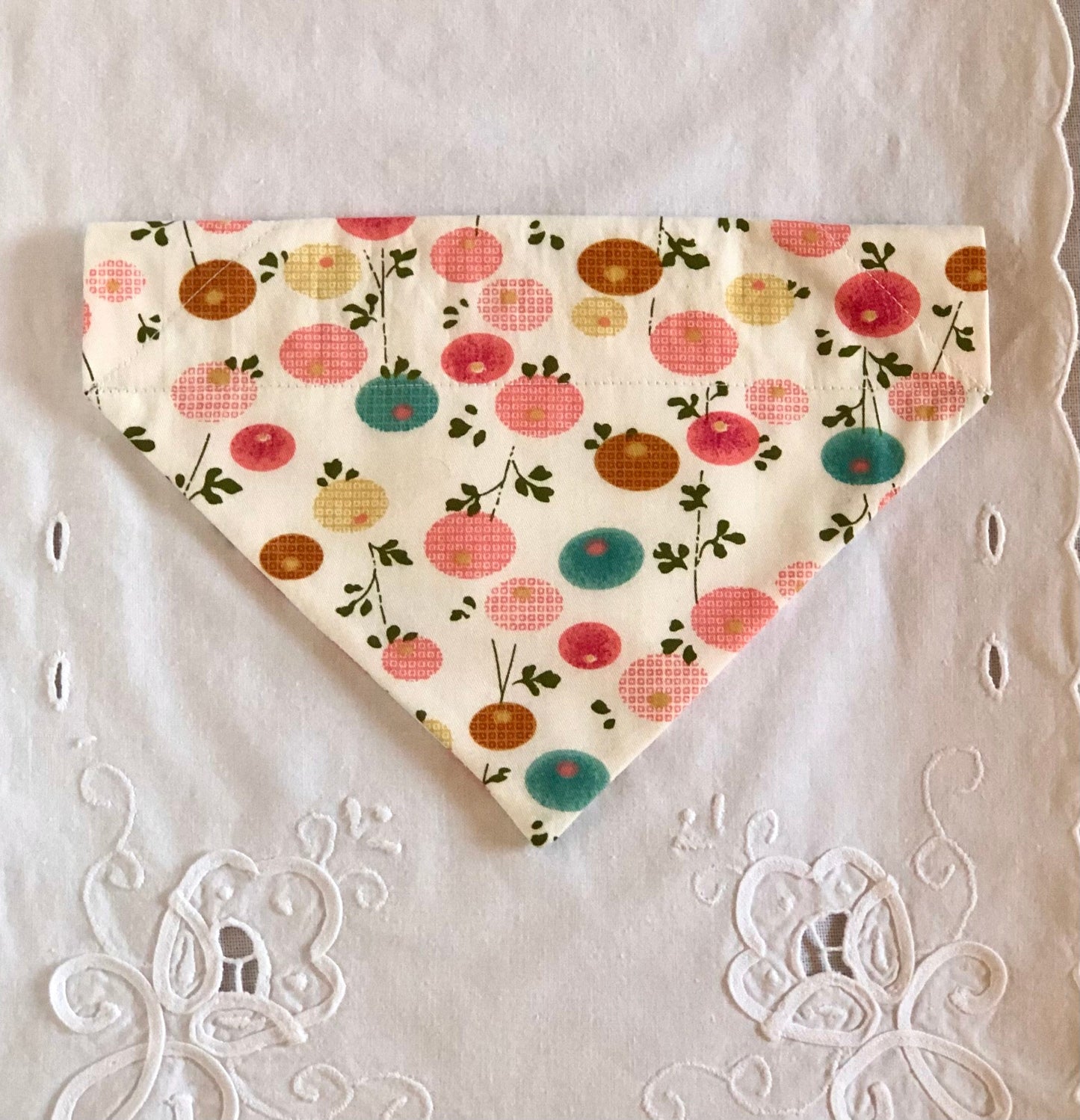Cherries, Poppies and Plaid Pet Bows, Pet Scarves,  Pet Bow Tie, Pink, Over the Collar, Pet Bow, Pet Bandana, Dog Bandana, Fruit, Flowers,